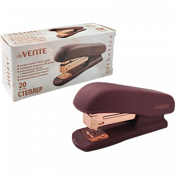 Степлер №24/6 26/6 (20л) deVente Esthetics, пласт, к/к (бургунди)