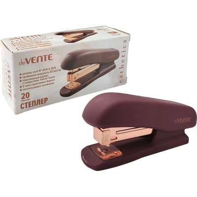 Степлер №24/6 26/6 (20л) deVente Esthetics, пласт, к/к (бургунди)