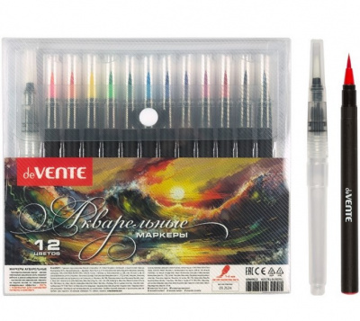 Набор маркеров аквар deVENTE.ART. 12цв+1кисть WaterBrush ,након/кисть.нейлон, шир/л1,5-4мм
