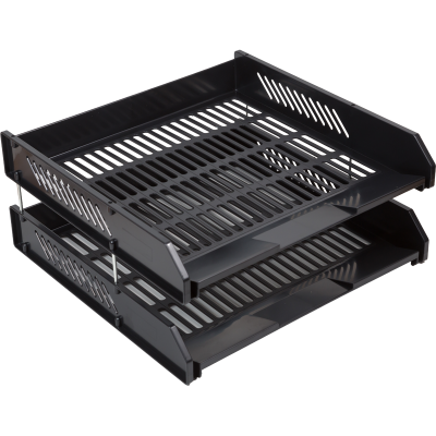 Набор из 2 лотков гориз. А4 deVENTE 344*332*155мм, полист, Черный (МЕТАЛ ШТЫРИ)
