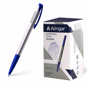 Ручка авт ALINGAR Arrow на мал.основе, 0,7мм., синяя