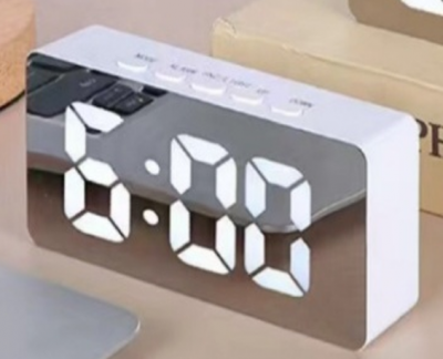 Будильник электрон, Mirror time. USB, 14*3,3*6см, (белый) 