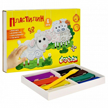 Пластилин 8цв. 120гр Каляка со стеком(48)