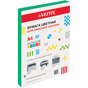 БумагаЦв. А4 80г/м2 100л зеленый ИНТЕНСИВ deVENTE