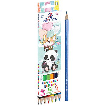 Цв.карандаши 6цв Attomex Zoo, М, 2,65мм, шестигр, к/к