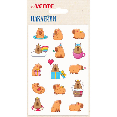 Наклейки мягкие deVente 10*15 Капибара/Мороженка/Одевайка принцесса/Рептилии/Стр. техника/спорткары