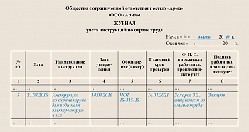 Журнал учета выдачи инструкций по ОХРАНЕ ТРУДА (обл.офс./бум.газ/16с А4)