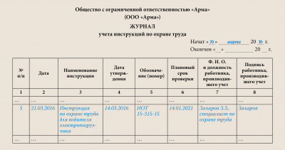 Журнал учета выдачи инструкций по ОХРАНЕ ТРУДА (обл.офс./бум.газ/16с А4)