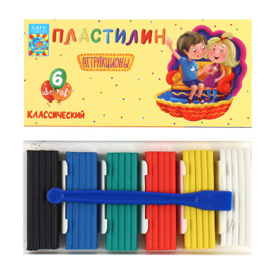 Пластилин 6цв 120гр со стеком Аттракционы   (30)