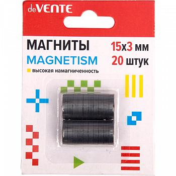 Магниты для рукоделия deVENTE.Magnetism 15*3мм, 20шт, черные, ферритовые,высокая намагниченность(24)