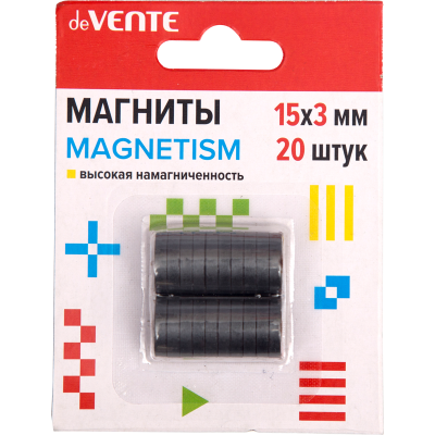 Магниты для рукоделия deVENTE.Magnetism 15*3мм, 20шт, черные, ферритовые,высокая намагниченность(24)