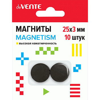 Магниты для рукоделия deVENTE.Magnetism 25*3мм, 10шт, черные, ферритовые,высокая намагниченность(24)