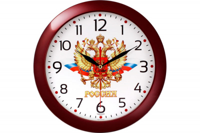 Часы Тройка 11131176 дер.обод/герб