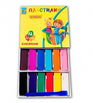 Пластилин 12 цв 240гр со стеком Аттракционы (16)