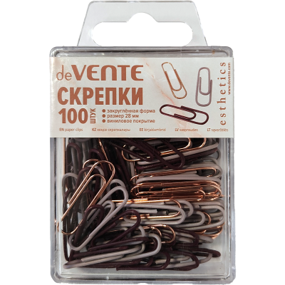 Скрепки 28мм 100шт метал. deVente Esthetics, 3цв, овальные