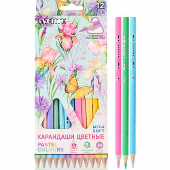 Цв.карандаши 12цв deVENTE Triolino Pastel   трехгран. 4М, в к/к, 3мм