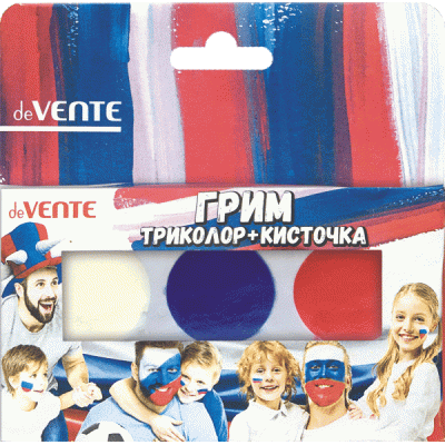 Краски для грима лица и тела deVENTE 3 классических цвета (российский триколор) 1 кисточка, в карт