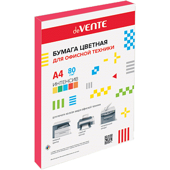 БумагаЦв. А4 80г/м2 100л интенсив КРАСНЫЙ deVENTE в пакете 