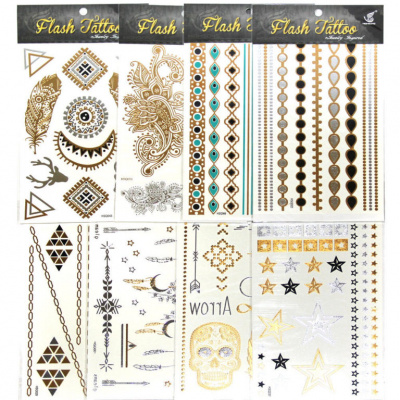 Тату флэш 14*25золото/серебро