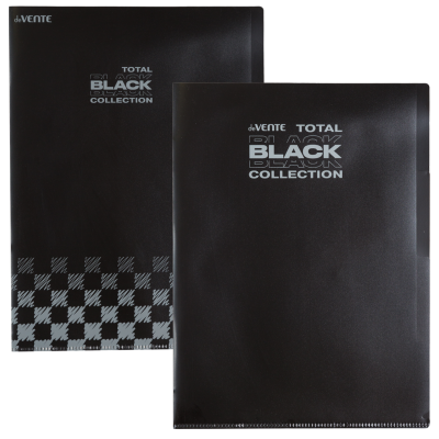 Папка-уголок 180мкм с 3-мя отд. deVENTE.TOTAL BLACK А4 (180мкм), непрозр черная с дизайном