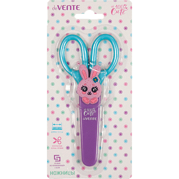 Ножницы детские 13,5см deVente 100%Cute Rabbit, пл/кольц, защ/фут, к/бл