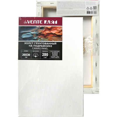 Холст на подрамнике 20*30см грунт deVENTE.ARTISTIC STUDIO х/б 100%, 280г/м2, зерно, белый, набор кли