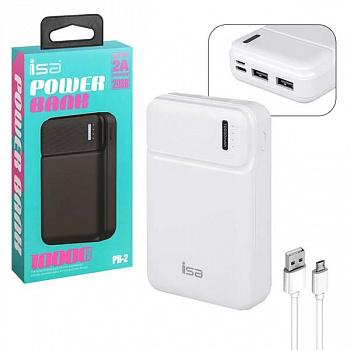 Внешний аккумулятор iSA PB-5/6 10000mAh/2A/2USB бел/черн