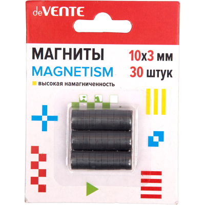 Магниты для рукоделия deVENTE.Magnetism 10*3мм, 30шт, черные, ферритовые,высокая намагниченность(24)