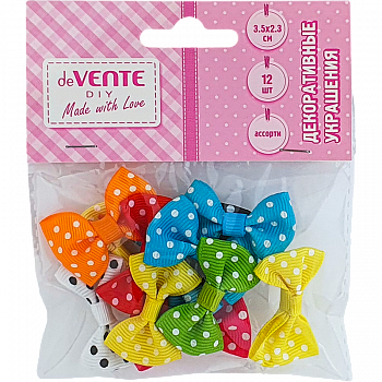 Декоративные украш deVENTE.Бантики в горошек, 35*23мм,(12шт),п/п