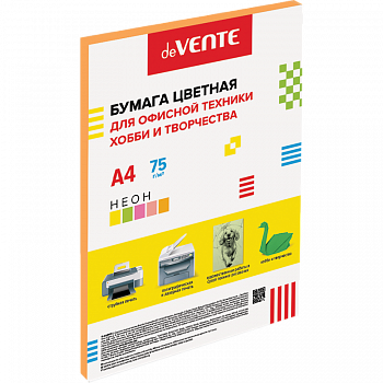 БумагаЦв.А4 75г/м2 50л deVENTE неон оранжевый в пласт пакете