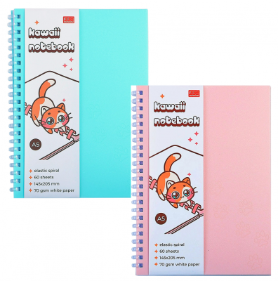 Тетрадь 60л кл. А5 Kawaii notebook (эласт.греб) 