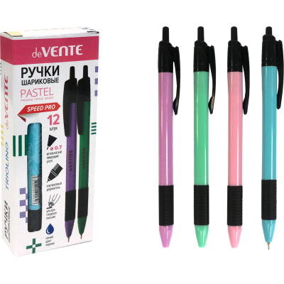Ручка авт deVente.Triolino Pastel (синяя),корпус ассорти неон,0,7 мм.,
