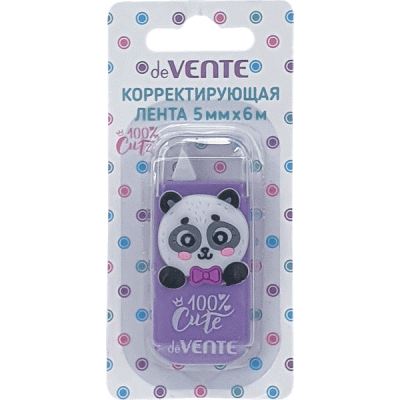 Корректор-лента 5мм*6м deVENTE 100% Panda фронт.апплик,сиреневый непрозр.корпус