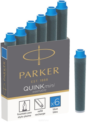 Чернила (баллончик) синие PARKER Quink Mini 3,6см 1950409