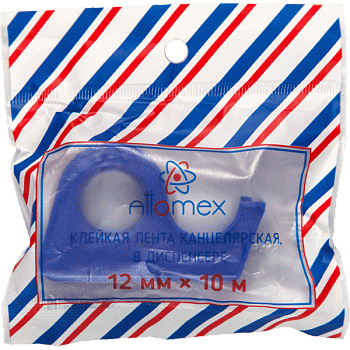 Скотч 12 мм х 10 м Attomex в пласт.дисплее (35мкм)