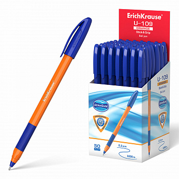 Ручка шар ЕК U-109 Ultra Glide Technology Orange треуг.синяя 1мм