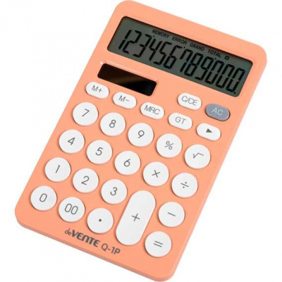 Калькулятор deVENTE Q-1P, 12разр,(паст.персик),100*157*30мм,прорез/н, к/к
