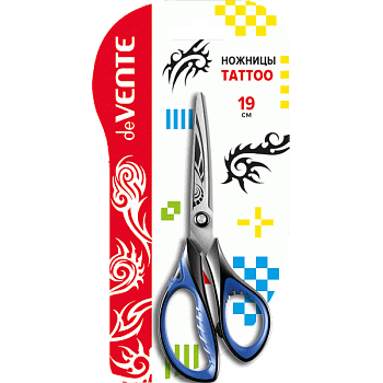 Ножницы 19см (прорезин. кольца двухцв.с лепест.) гравир. лезвия deVENTE Tattoo (12)
