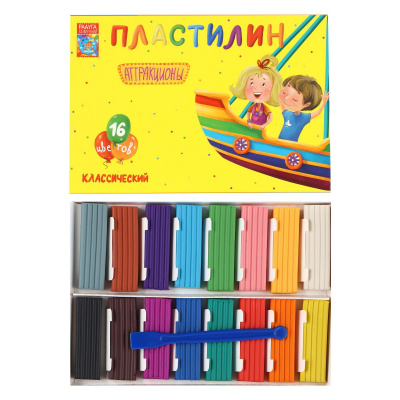 Пластилин 16 цв 320гр со стеком Аттракционы (10)