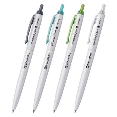 Ручка авт BRAUBERG Sky White 0.7мм масл.клип ассорти синяя