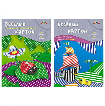 Картон цв. А4 6л6цв Веселый (горох/полос/звезд/серд) КТС-Про 2-ХСТОРОН.