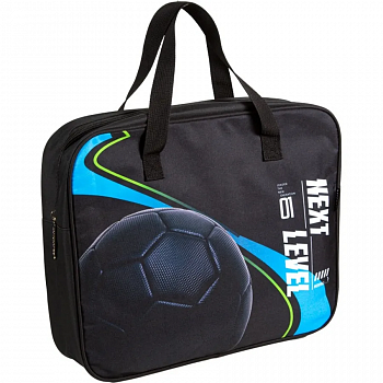 Папка для тетр, ИЗО и технол,А4 (36х28х8) deVENTE Next Level Footbal" полиэс,текст/руч,черн
