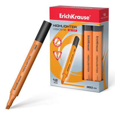 Текстмаркер ErichKrause® Visioline V-17 Neon, цвет чернил оранжевый (в коробке по 12 шт.)