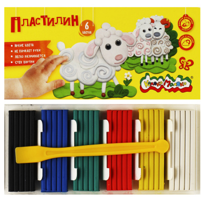 Пластилин 6цв. 90гр Каляка со стеком3+