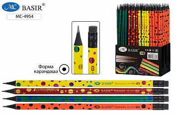Карандаш ч/гр НВ Горошек пластик.,заточ.с ласт черн. дерево