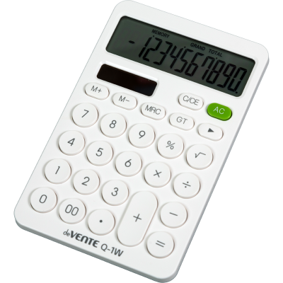 Калькулятор deVENTE Q-1P, 12разр,(паст.белый),100*157*30мм,прорез/н, к/к