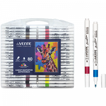 Набор маркеров акрил deVENTE.HOBBY CREATIVE.80цв, круглый корпус, пулев. нак., 2мм. в пласт кор.