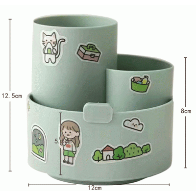 Органайзер deVENTE. Orbit 12х12,5х12 см, ЗЕЛЕНЫЙ kawaii пласт. вращ. с подст под телефон