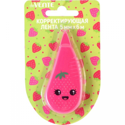 Корректор-лента 5мм*6м deVENTE Strawberry регул.натяж.ленты,фр/аппл,розов,непр/кор
