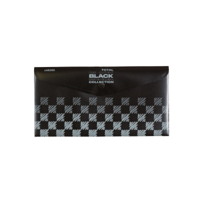 Конверт на кнопке deVENTE TOTAL BLACK 180мкм travel-size (260*140мм) непрозр черная с рис